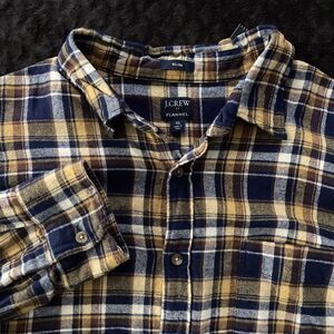 J Crew Flannel XL Blue Yellow Plaid Slim Fit Casual Lumberjack Fall